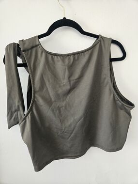 Fashion Nova Olive Tie-Shoulder Sleeveless Crop Top